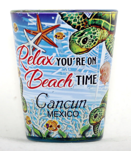 Cancun Mexico Turtle Relax In-and-Out Shot Glass