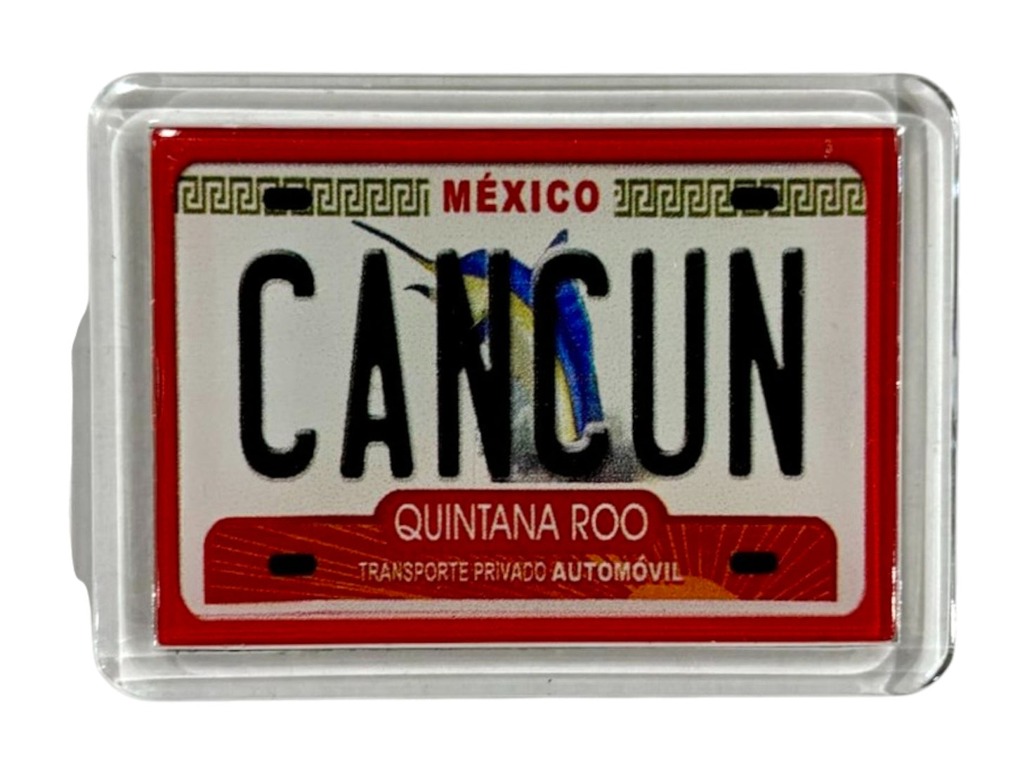 Cancun Mexico License Plate Acrylic Small Fridge Collector's Souvenir Magnet 2.35" X 1.75"