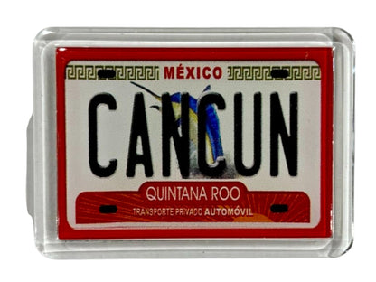 Cancun Mexico License Plate Acrylic Small Fridge Collector's Souvenir Magnet 2.35" X 1.75"
