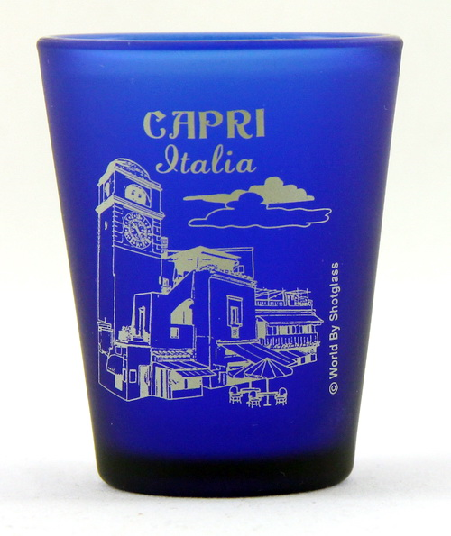 Capri Italy Cobalt Blue Frosted Shot Glass
