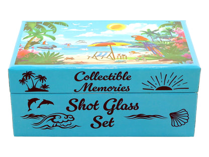 Trinidad and Tobago Beach Chairs Boxed Shot Glass Set (Set of 2)