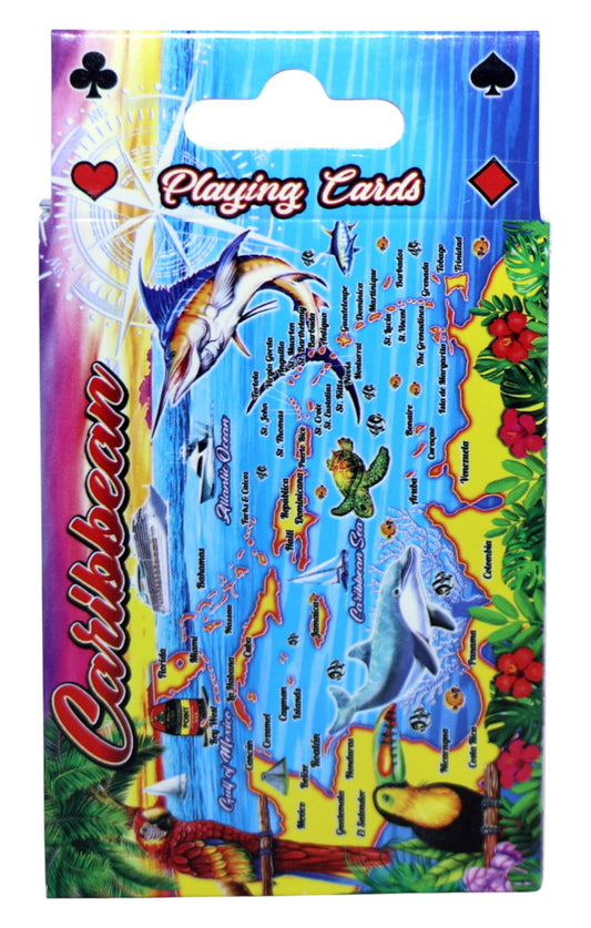 Caribbean Map Collectible Souvenir Playing Cards with Header