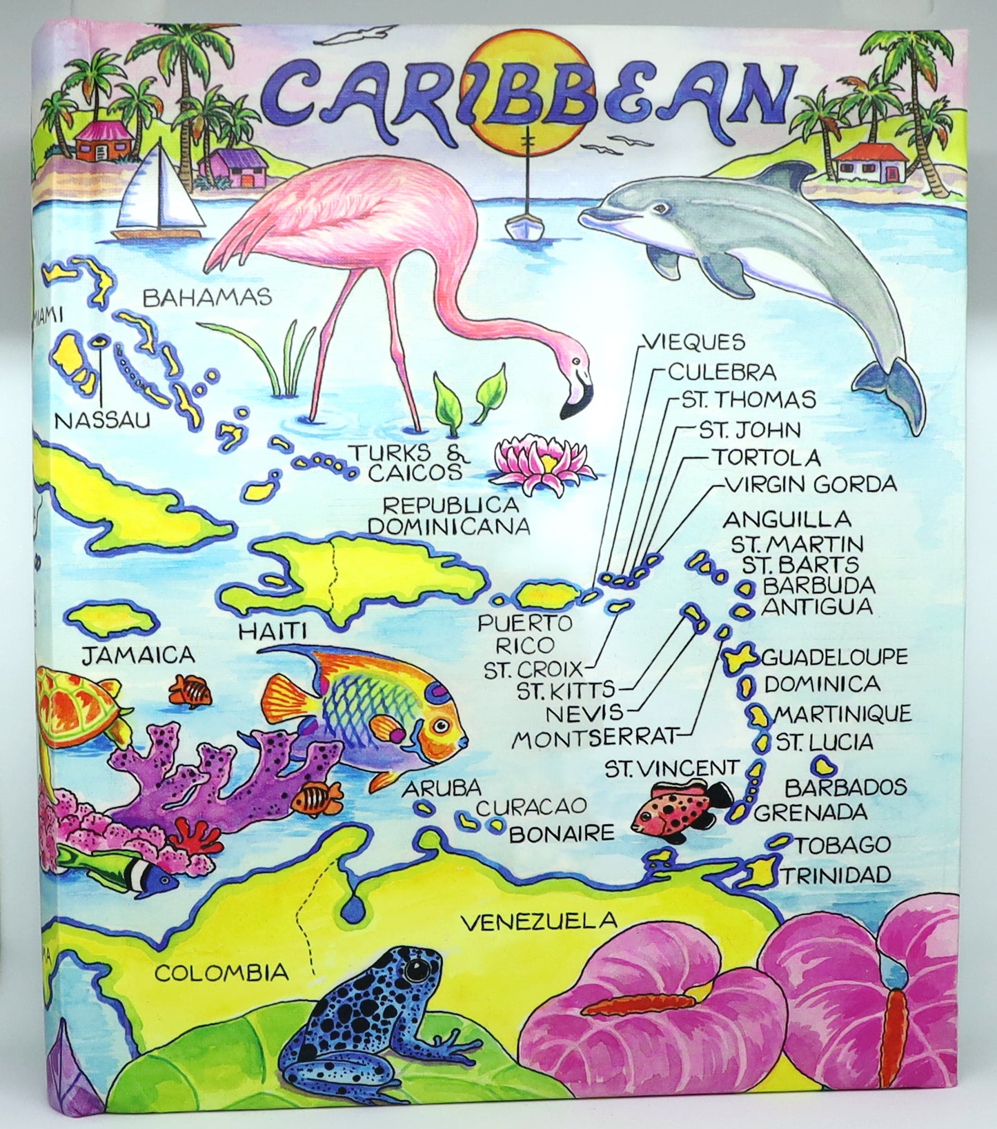 Caribbean Map Photo Album w/Color 100 Photos / 4x6