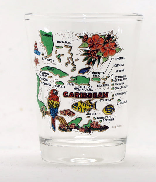 Caribbean Map Classic Design Shot Glass