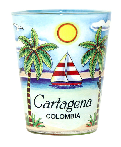 Cartagena Colombia Blue Palms In and Out Shot Glass