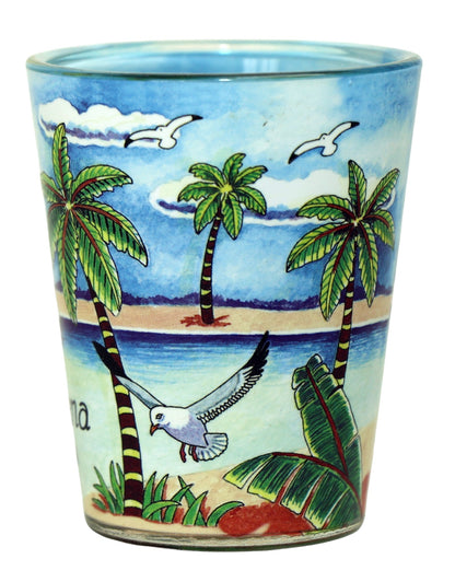 Cartagena Colombia Blue Palms In and Out Shot Glass