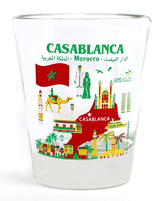 Casablanca Morocco Landmarks and Icons Collage Shot Glass