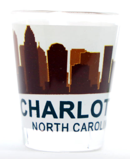 Charlotte North Carolina Sunset Skyline Shot glass