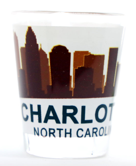 Charlotte North Carolina Sunset Skyline Shot glass