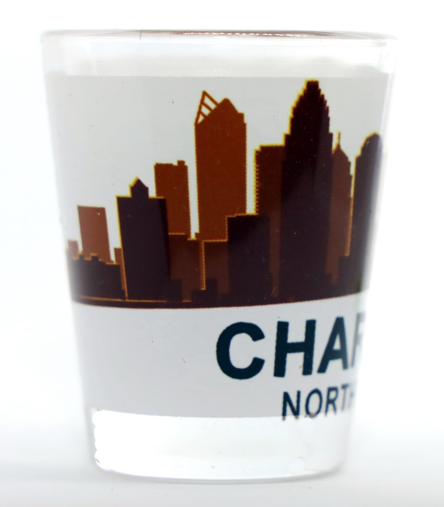 Charlotte North Carolina Sunset Skyline Shot glass