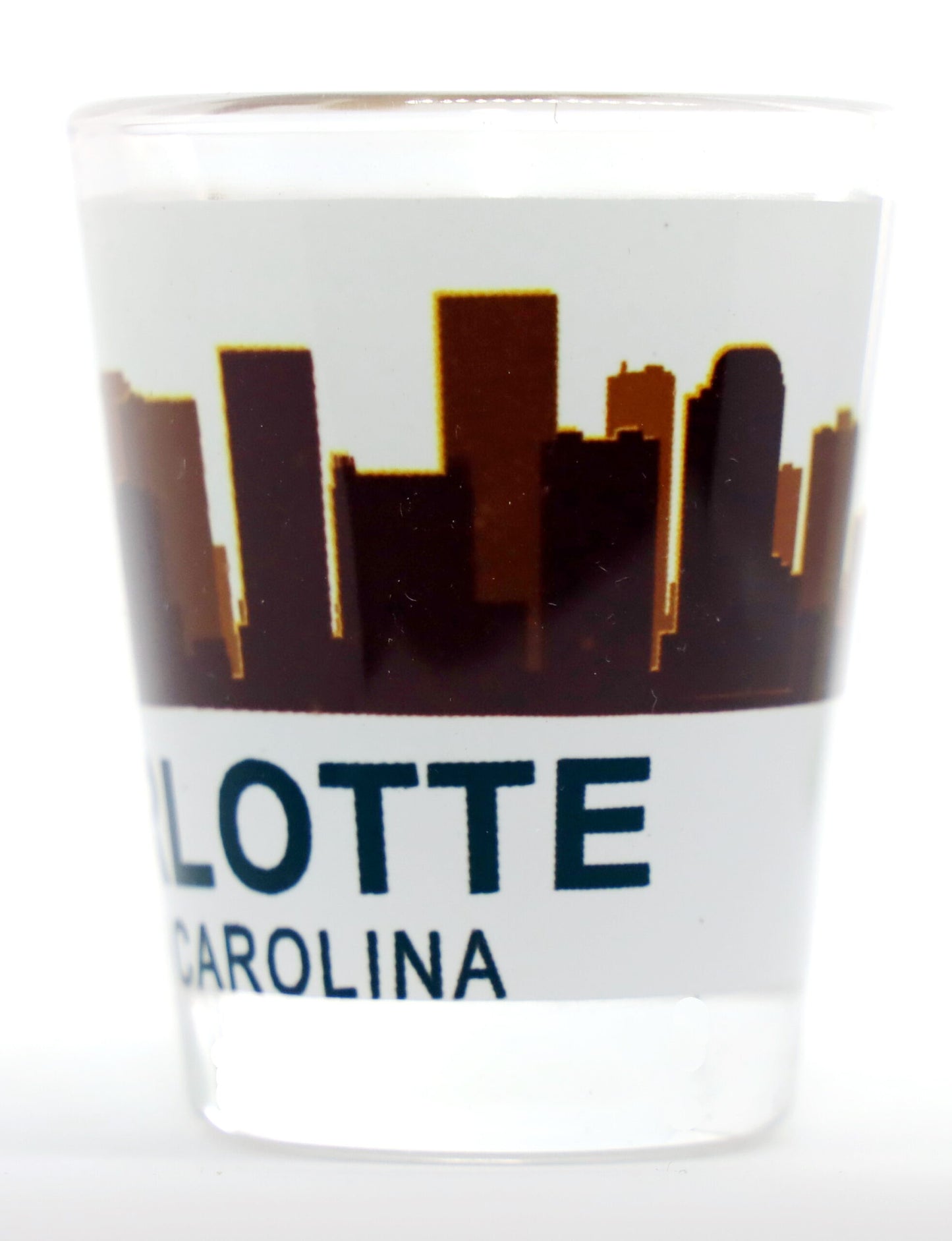 Charlotte North Carolina Sunset Skyline Shot glass