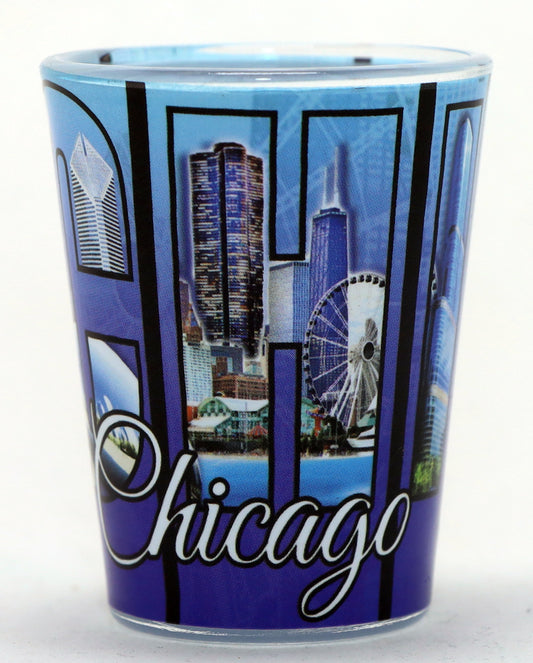 Chicago Illinois 3 Photo Window Ceramic Shot Glass