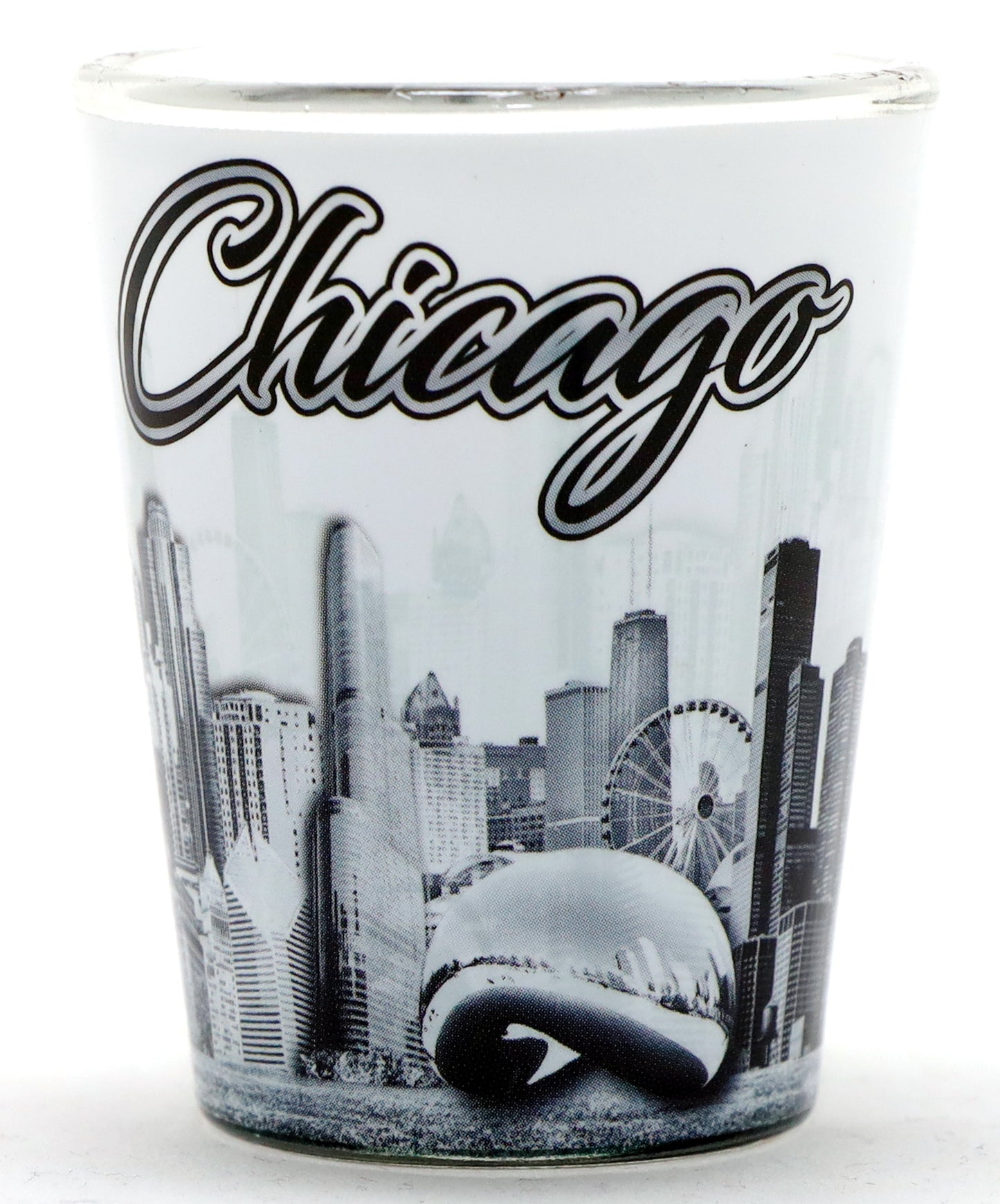 Chicago Illinois B&W Landmarks Photo Shot Glass