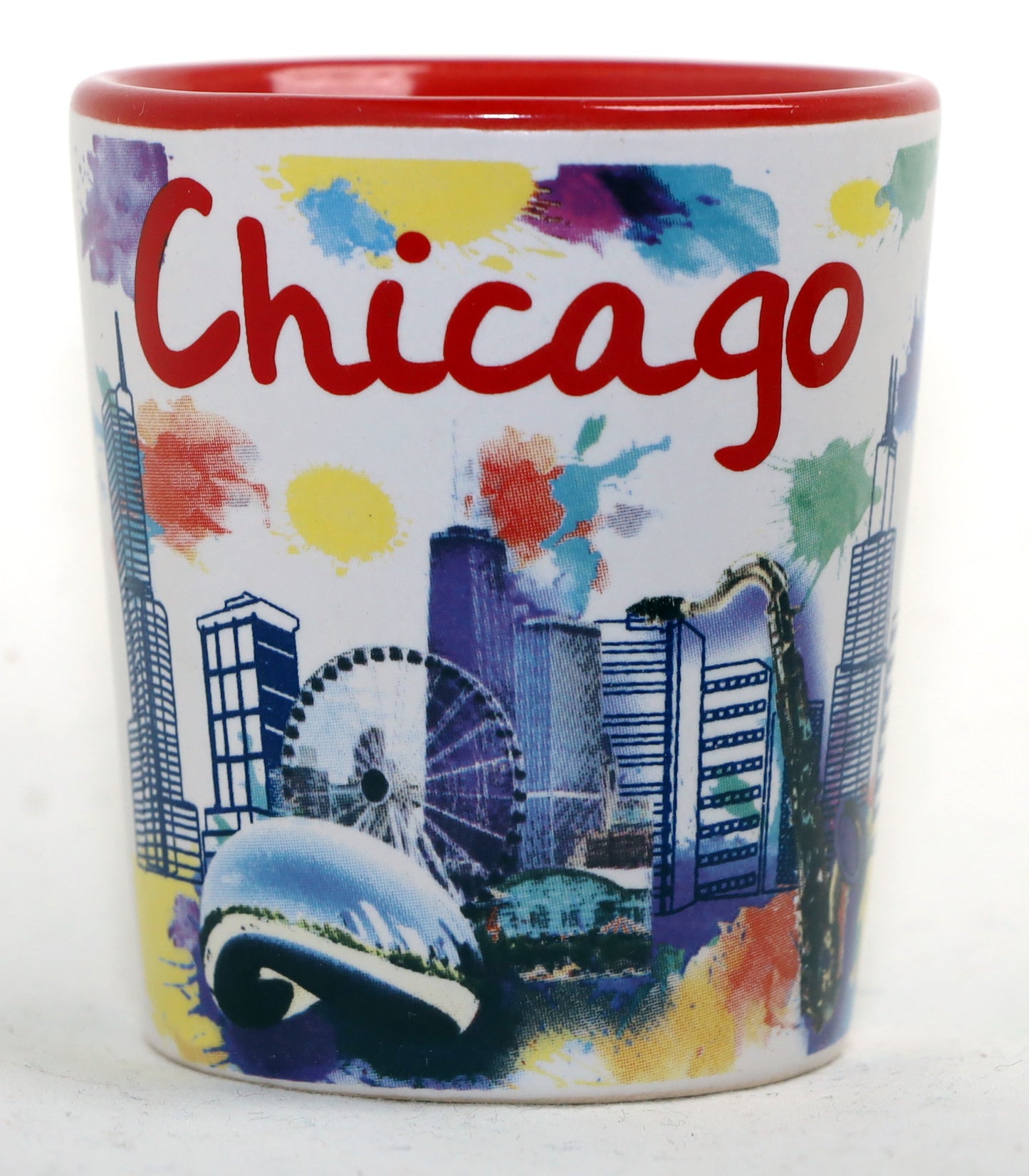 Chicago Illinois Ceramic Light Water Color Shot Glass