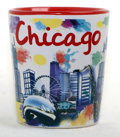 Chicago Illinois Ceramic Light Water Color Shot Glass