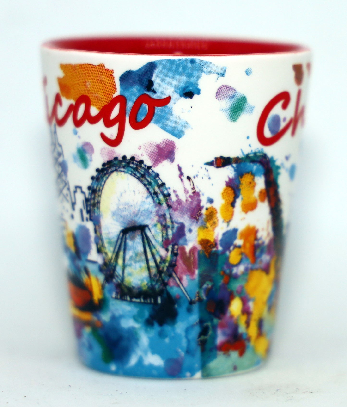 Chicago Illinois Ceramic Light Water Color Shot Glass