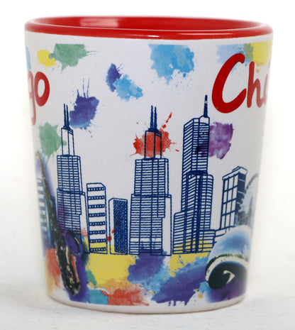 Chicago Illinois Ceramic Light Water Color Shot Glass