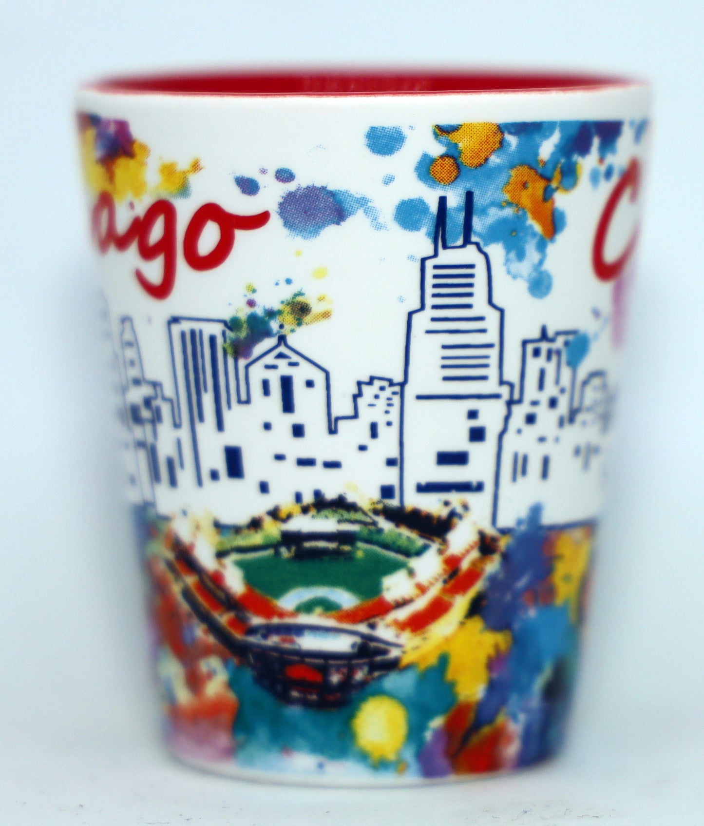 Chicago Illinois Ceramic Light Water Color Shot Glass