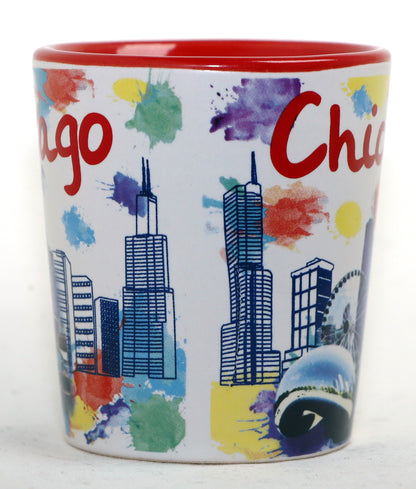 Chicago Illinois Ceramic Light Water Color Shot Glass