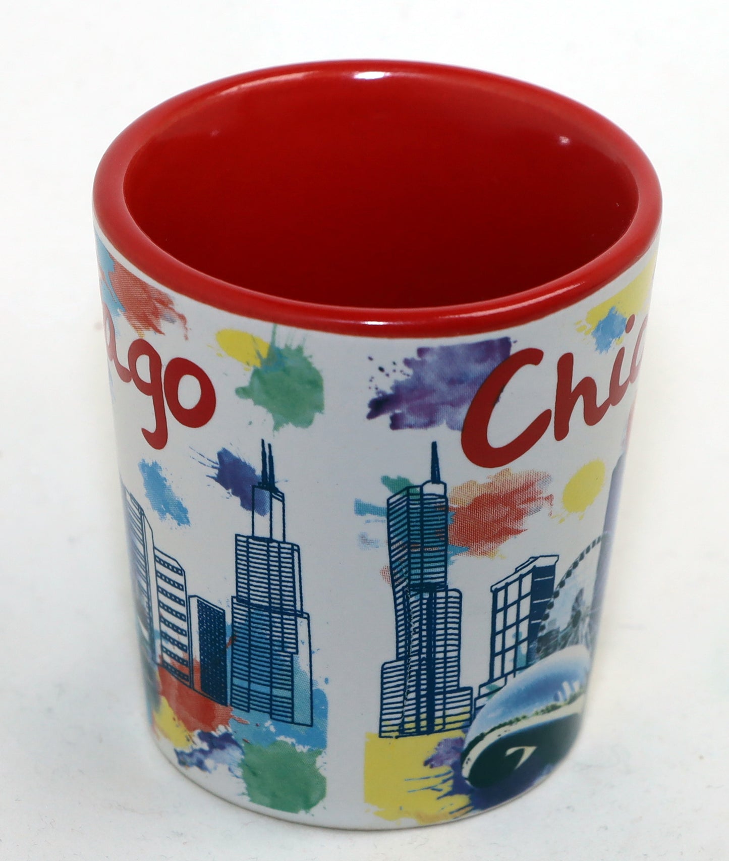 Chicago Illinois Ceramic Light Water Color Shot Glass