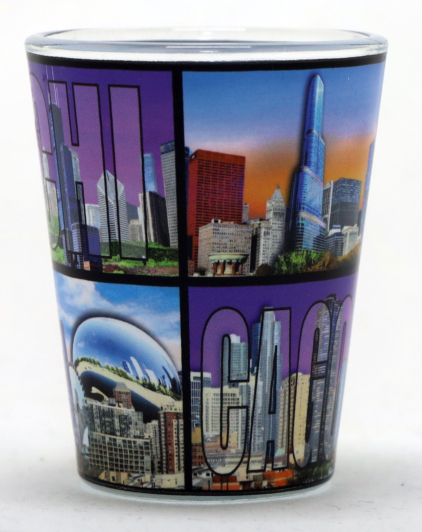 Chicago Illinois Color Photo 4 Window Ceramic Shot Glass