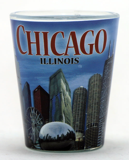 Chicago Illinois Day Collage Photo Shot Glass