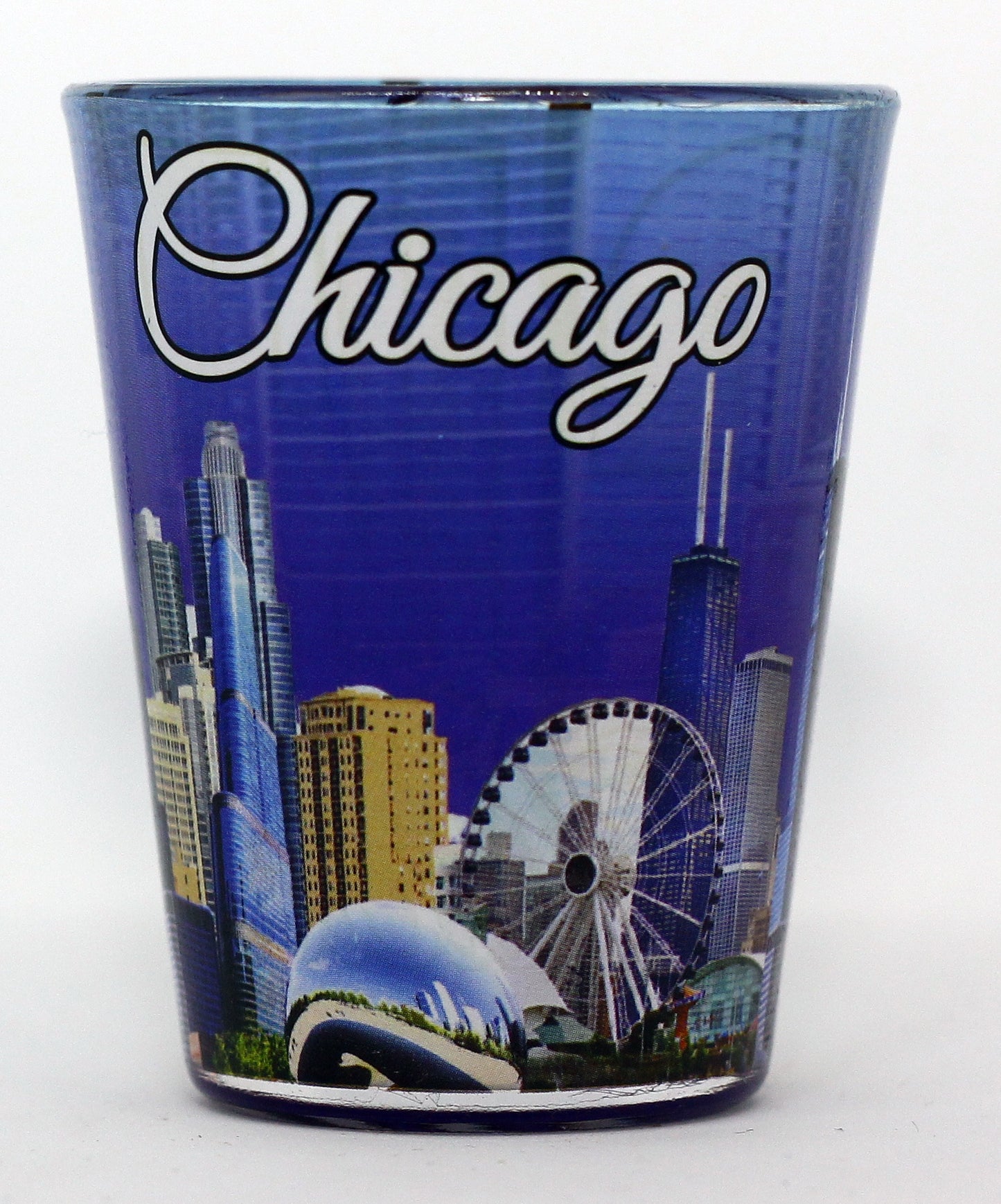 Chicago Illinois Purple Skyline Letters Shot Glass