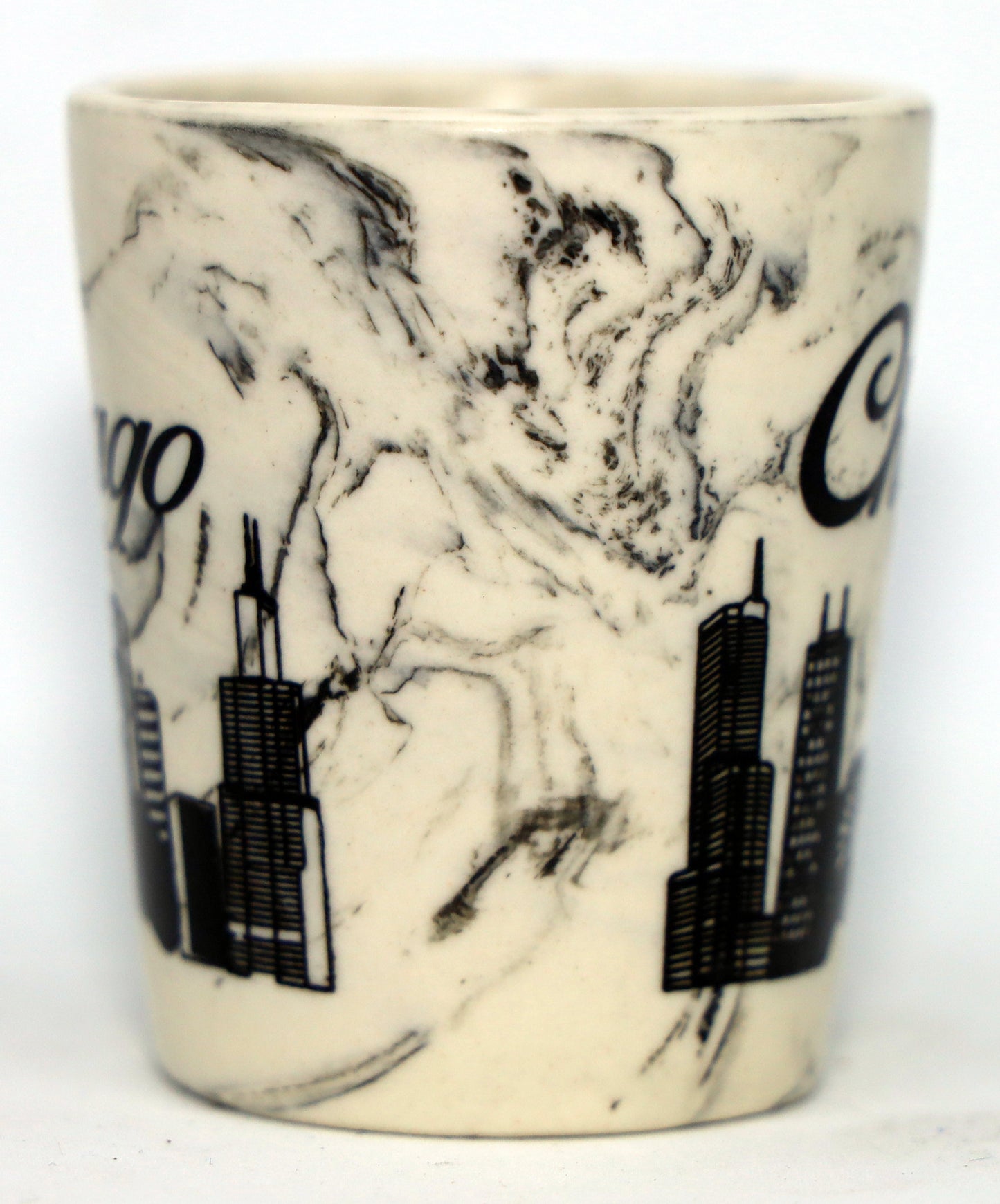 Chicago Illinois White Marble Ceramic Shot Glass