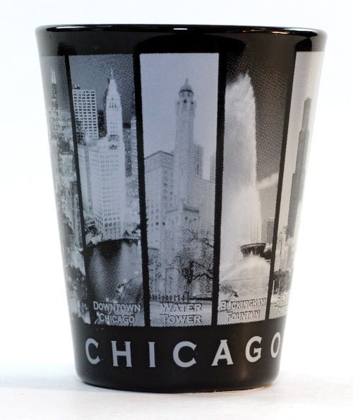 Chicago Illinois 9 Window B &amp; W Skyline Shot Glass ctm (UPC: 610370705919)