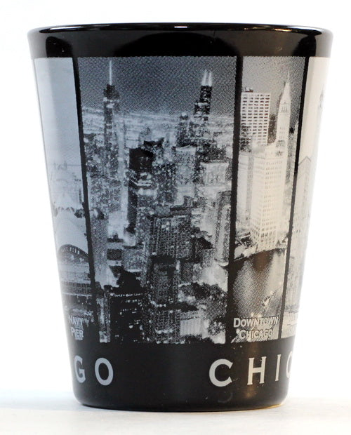 Chicago Illinois 9 Window B &amp; W Skyline Shot Glass ctm (UPC: 610370705919)