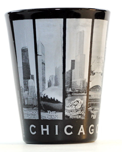 Chicago Illinois 9 Window B &amp; W Skyline Shot Glass ctm (UPC: 610370705919)