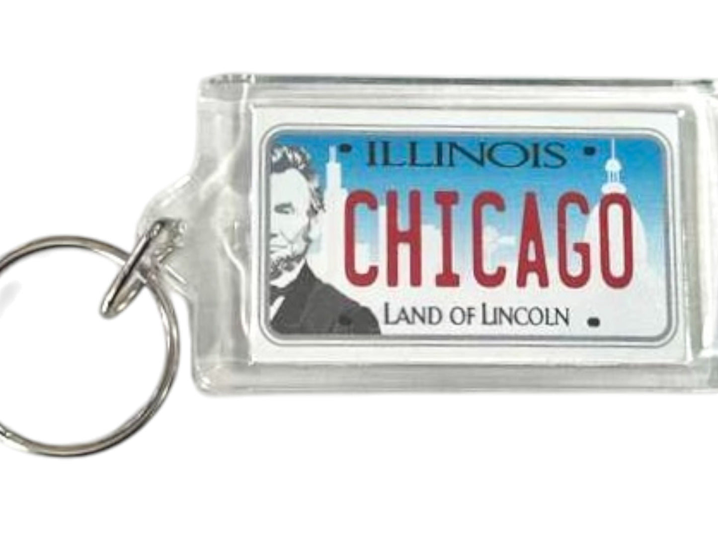 Chicago Illinois License Plate Acrylic Rectangular Souvenir Keychain 2.5" X 1.5"