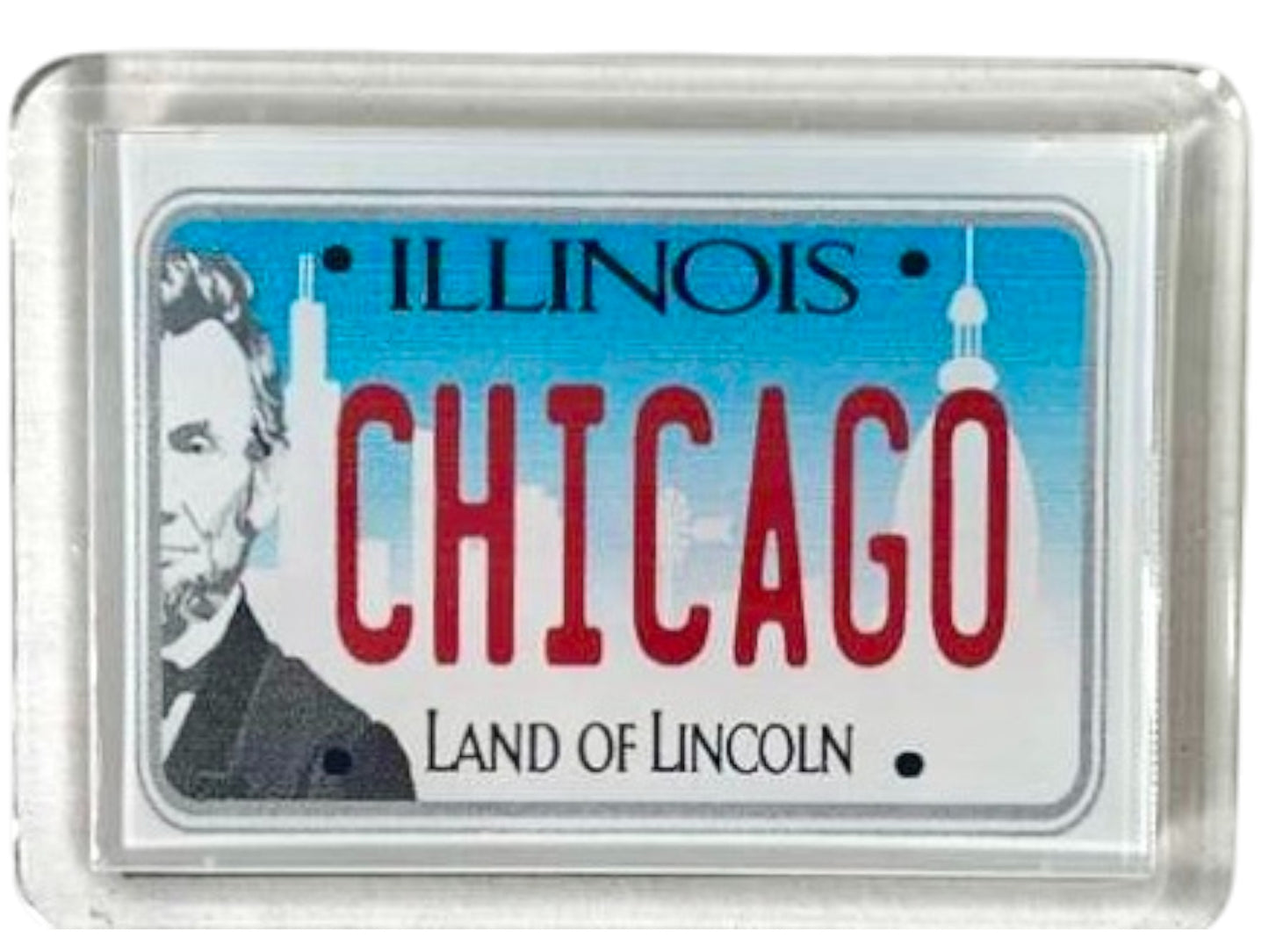 Chicago Illinois License Plate Acrylic Small Fridge Collector's Souvenir Magnet 2.35" X 1.75"