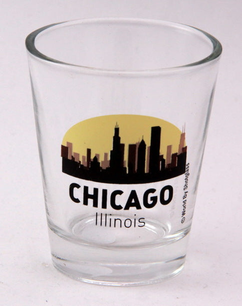 Chicago Illinois Sunset Skyline New Shot Glass