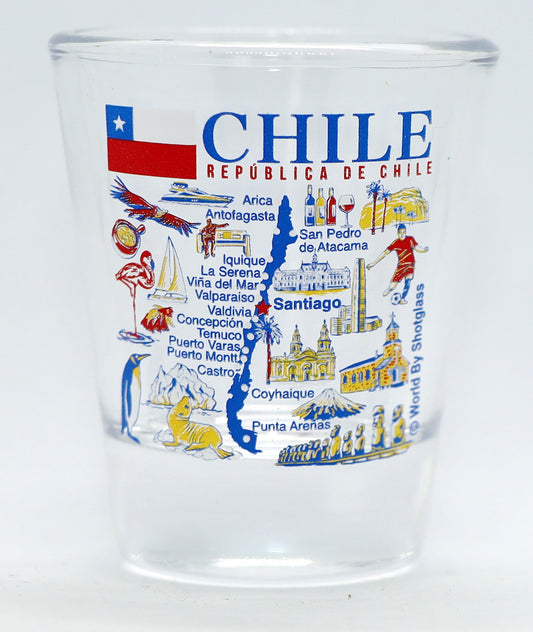 Chile Landmarks and Icons Collage Shot Glass