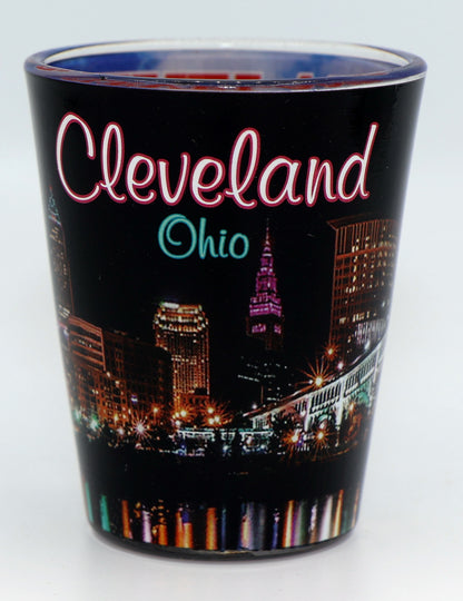 Cleveland Ohio Night Outside Day Sky Inside Shot Glass