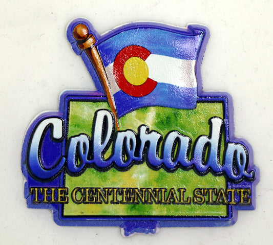Colorado State Map-Flag Fridge Collectible Souvenir Magnet