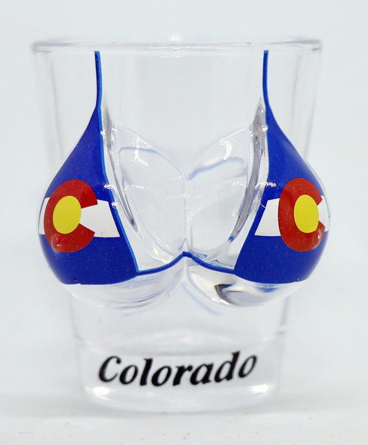 Colorado Flag Bikini Bust 3D Shot Glass