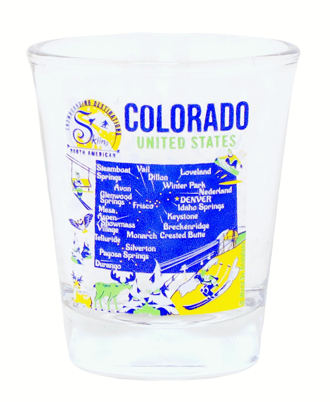 Colorado North American Skiing and Snowboarding Destinations Shot Glass