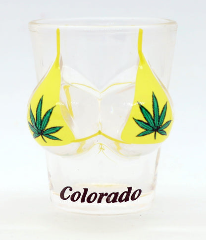 Colorado Pot Leaf Bikini Bust 3D Shot Glass