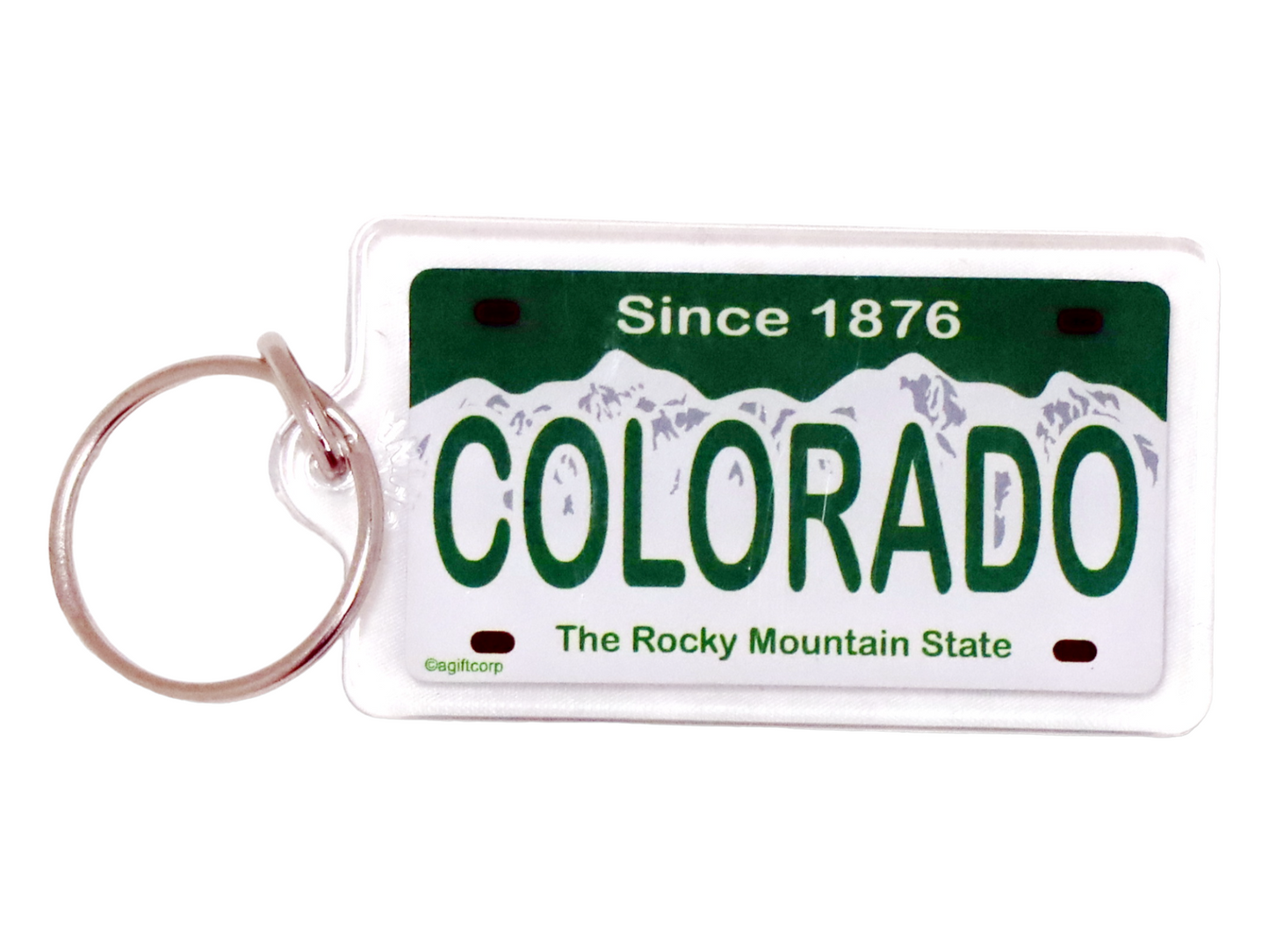 Colorado State License Plate Acrylic Rectangular Souvenir Keychain 2.5 inches X 1.5 inches