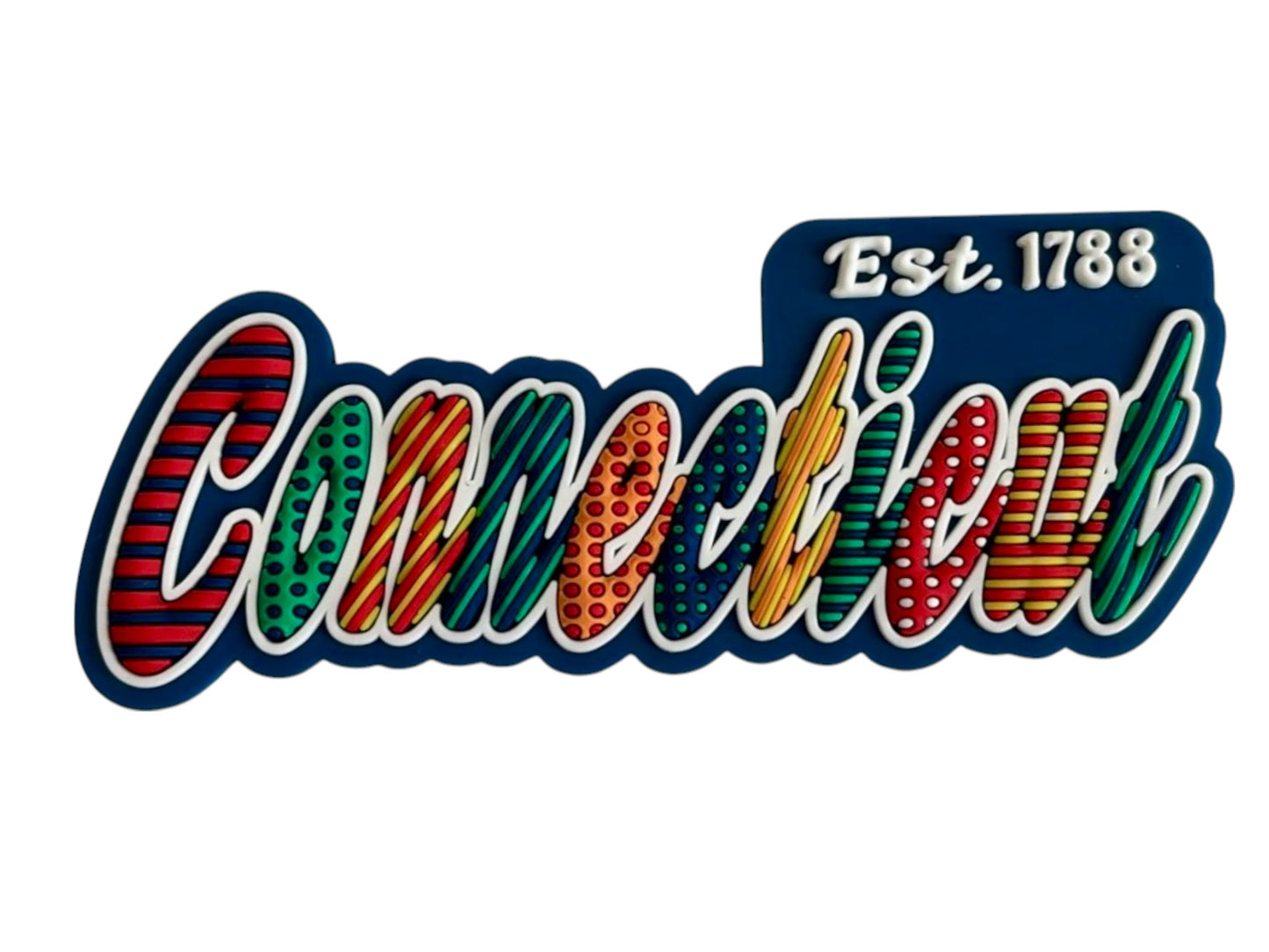 Connecticut Festive Multicolor Letters Fridge Designer Magnet 3.25" x 1.25"