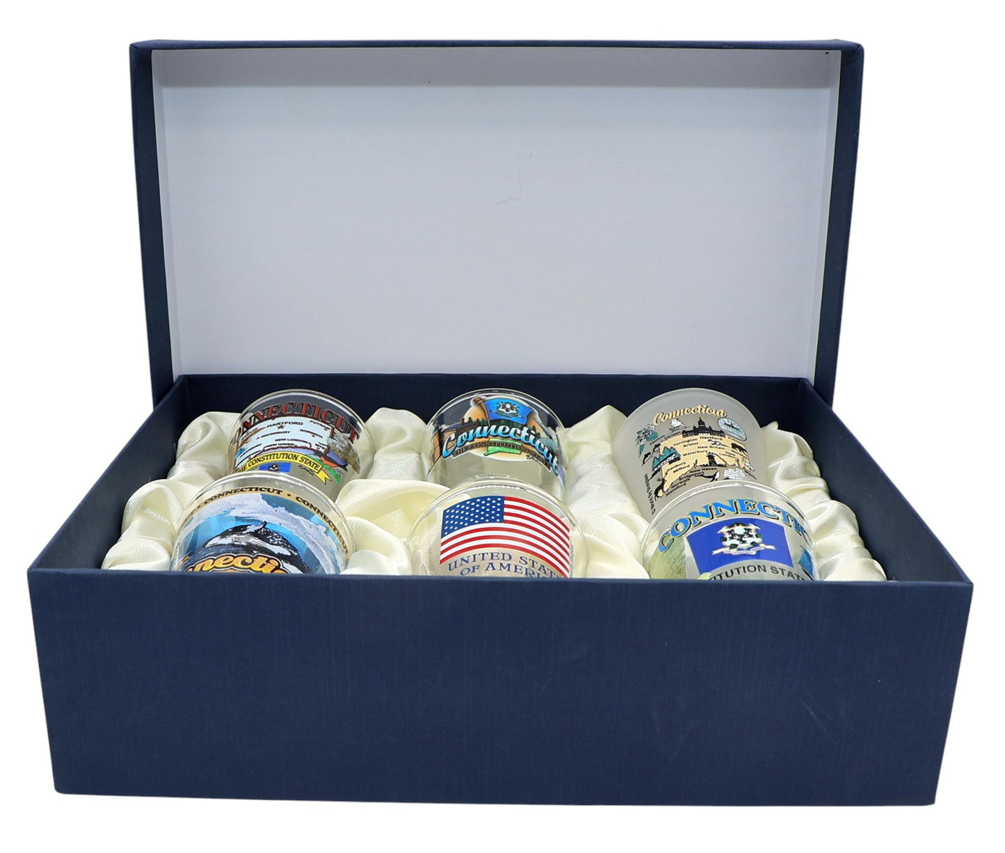 Connecticut United States USA Souvenir Boxed Shot Glass Set (Set of 6)
