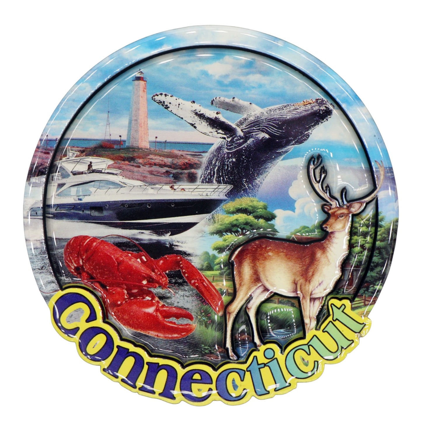 Connecticut Wood Epoxy Magnet 3.7" x 3.7" x 0.25"