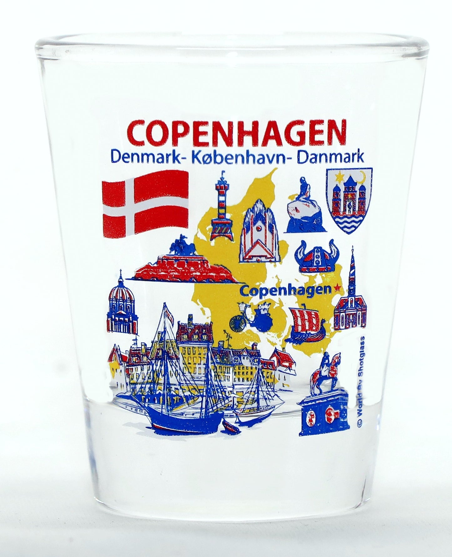 Copenhagen Denmark Landmarks and Icons Collage Shot Glass