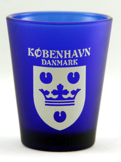 Copenhagen Denmark Cobalt Blue Frosted Shot Glass