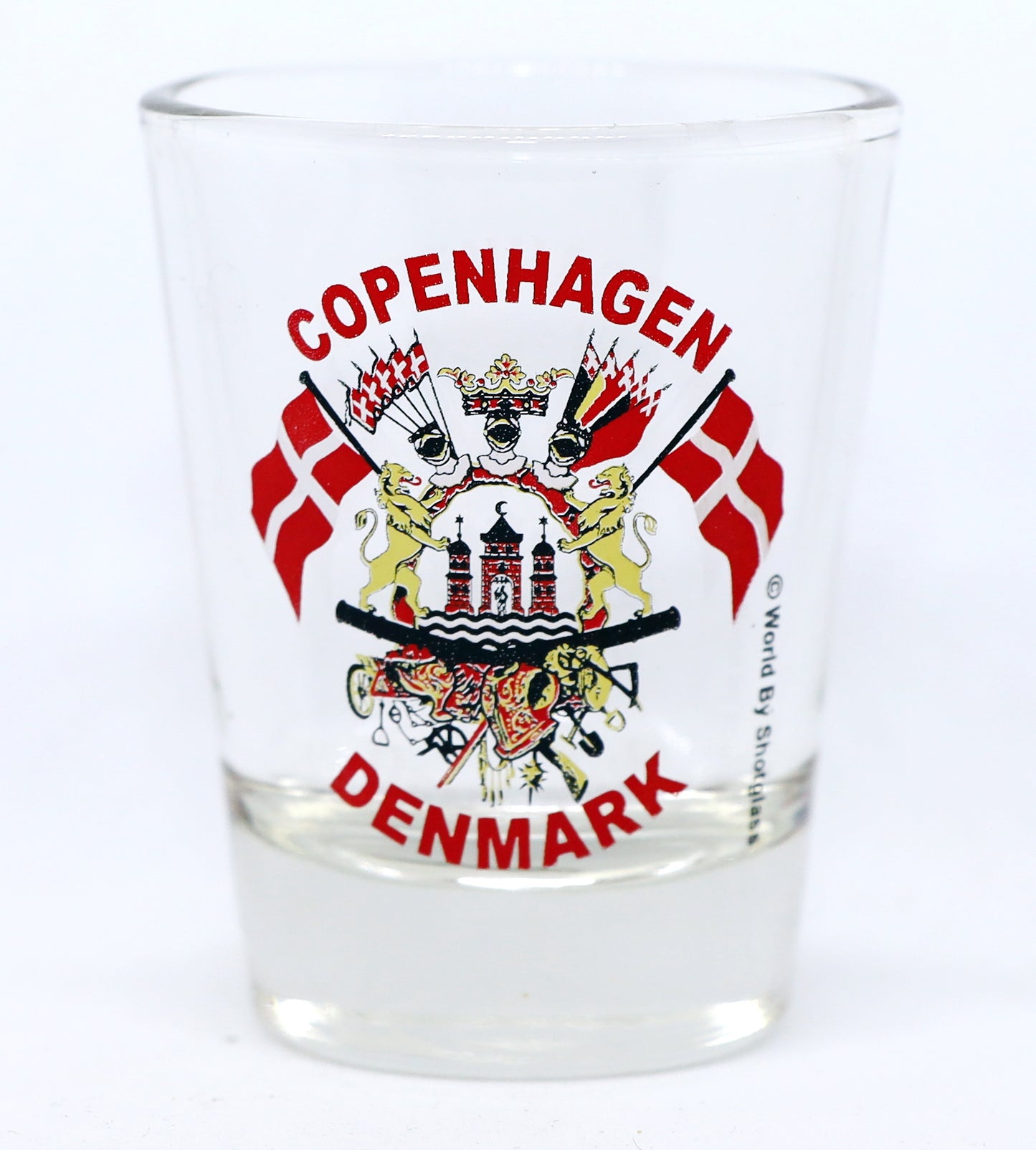 Copenhagen Denmark Flags and Coat of Arms Shot Glass