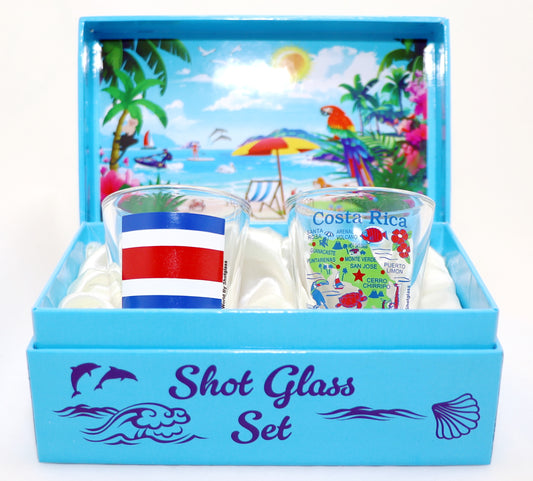 Costa Rica Central America Boxed Shot Glass Set (Set of 2)