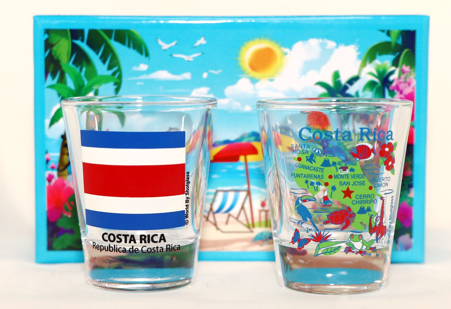 Costa Rica Central America Boxed Shot Glass Set (Set of 2)