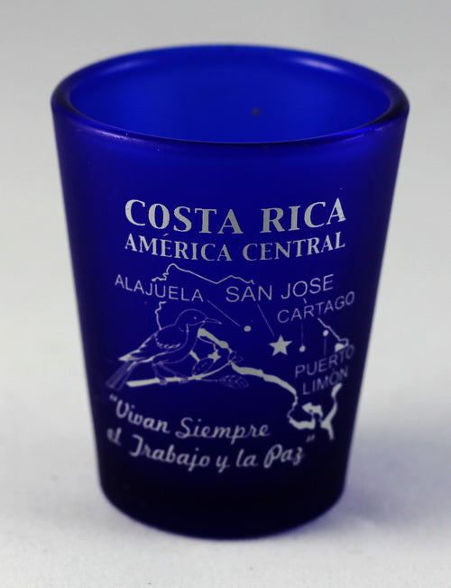 Costa Rica Central America Cobalt Blue Frosted Shot Glass
